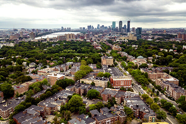 Aerial photo of Brookline, Ma
