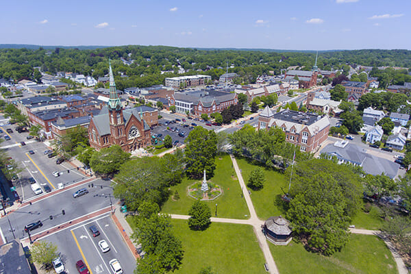 Aerial photo of Natick, Ma