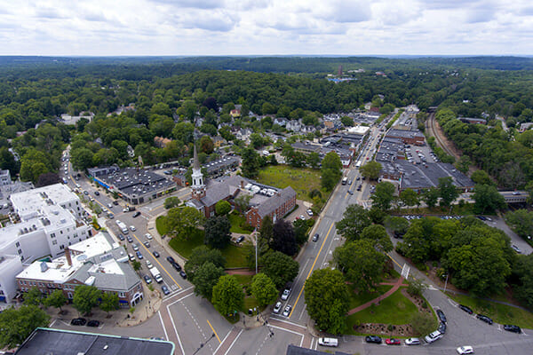 gervais-mechanical-wellesley-ma Aerial image of Wellesley, MA