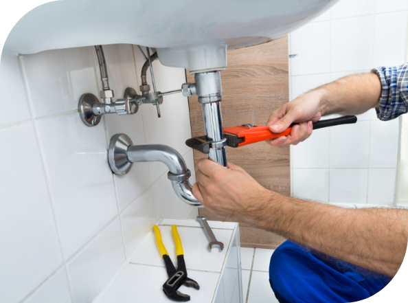 Worker fixing sink