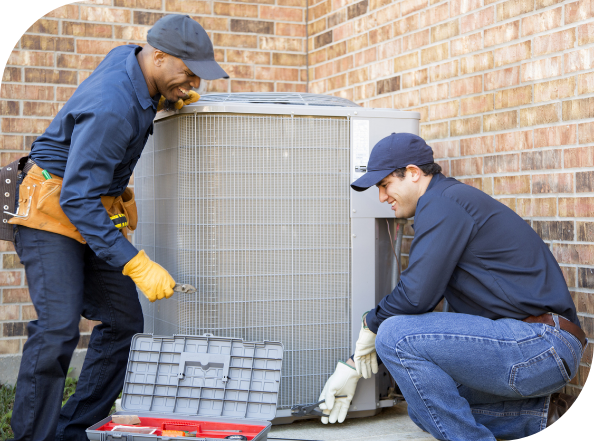 AC workers installing a unit